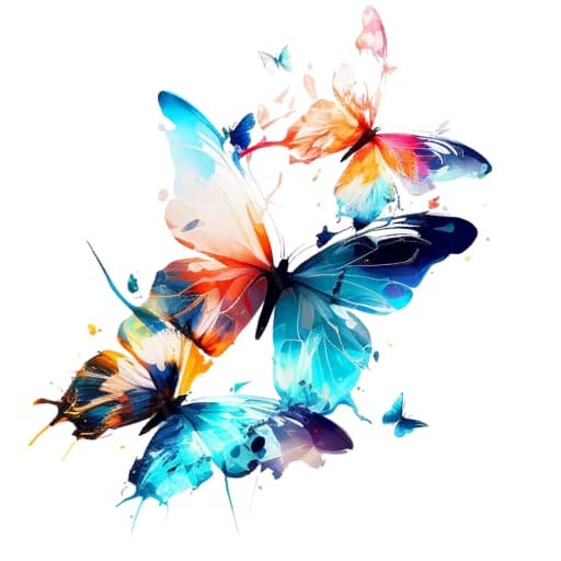 Ressources 9 Papillons colorés symbolisant la transformation et la liberté intérieure en art-thérapie évolutive